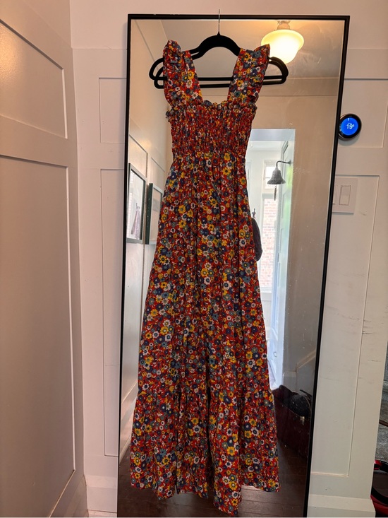 Pantel Montreal Dresses & Skirts - Red Floral Smocked Maxi Dress with Ruffled Straps